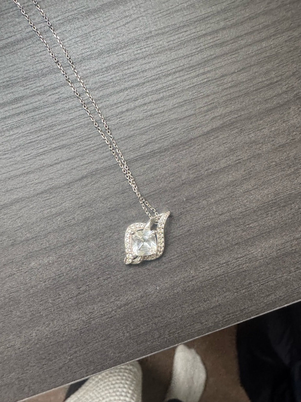 Silver (not real silver) Crystal Leaf Pendant Necklace - Women's Jewelry
